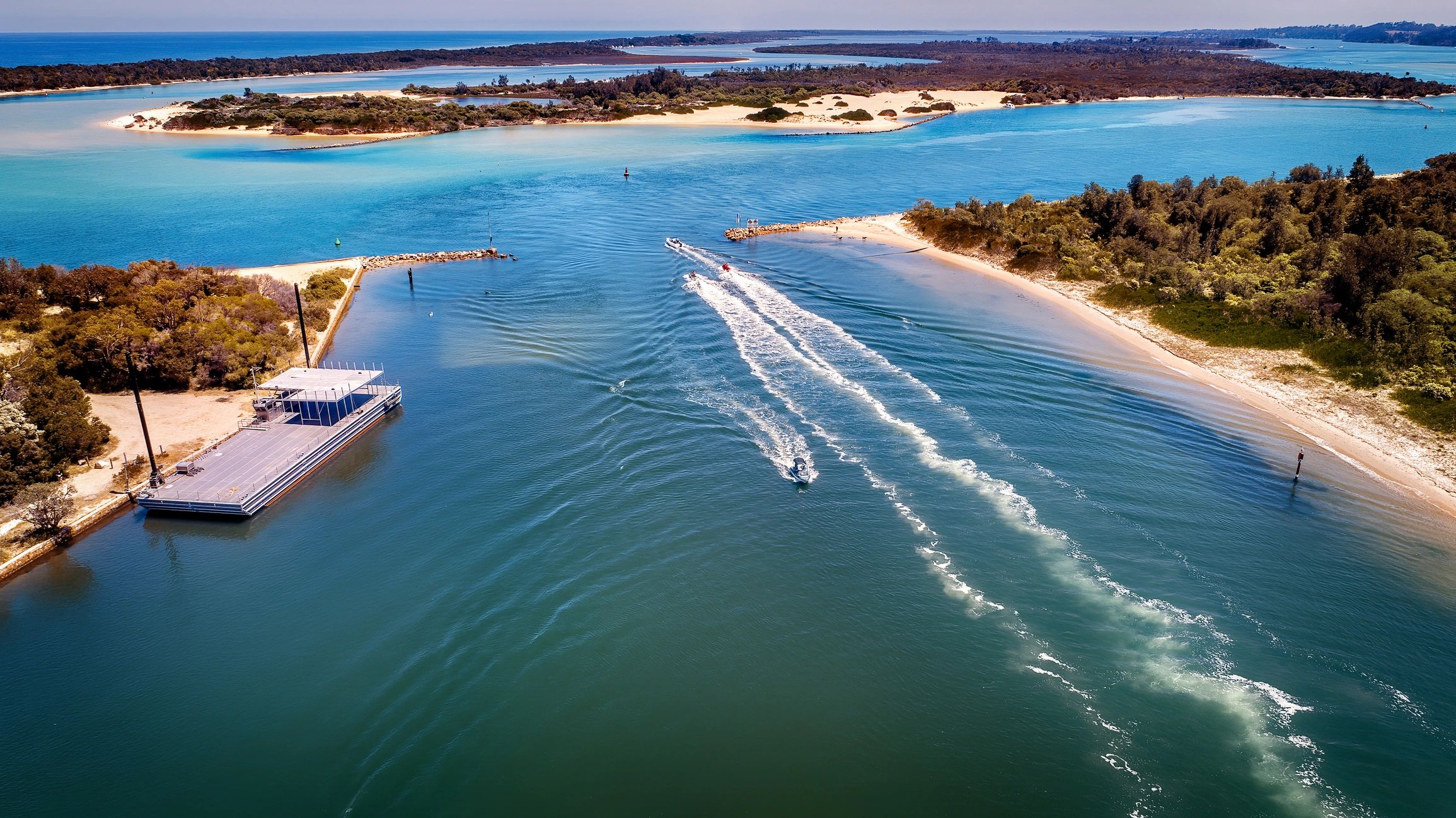 Aerial view of coastal waterways in Australia