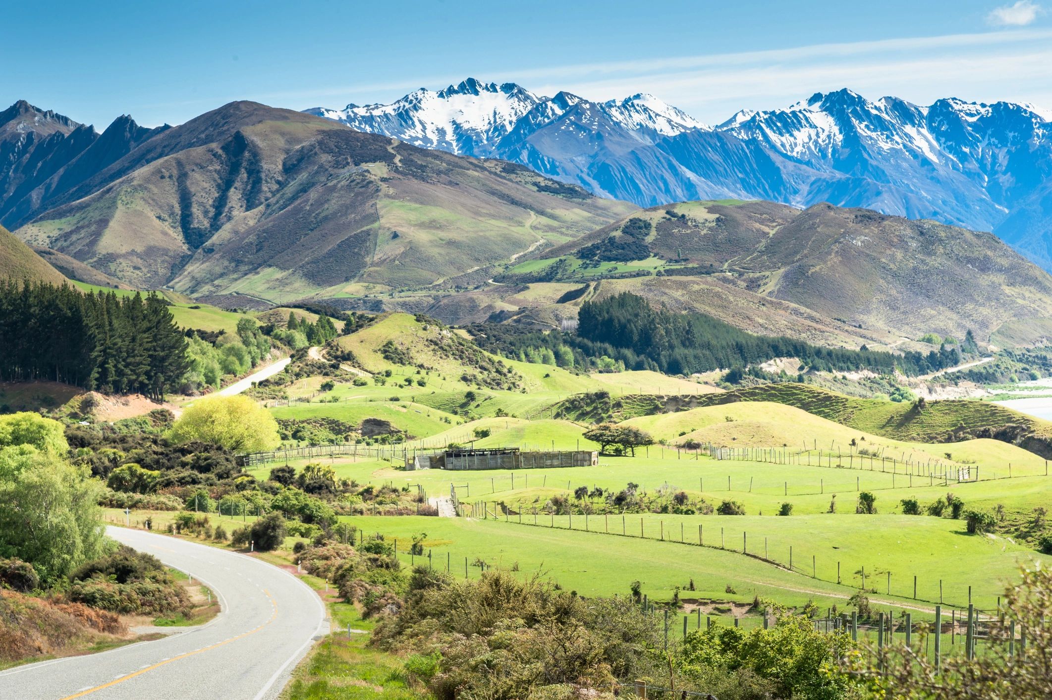 Scenic mountain road at sunrise