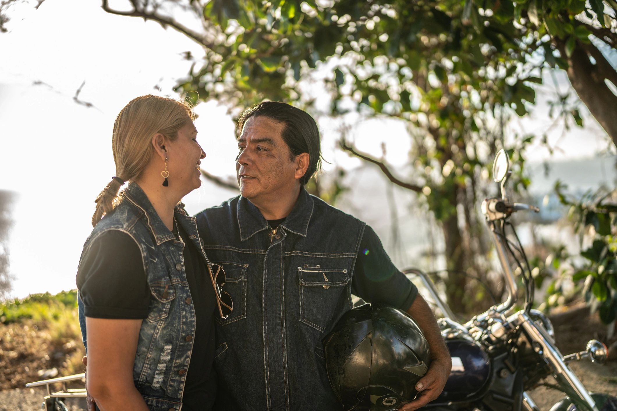 Couple on a motorcycle road trip